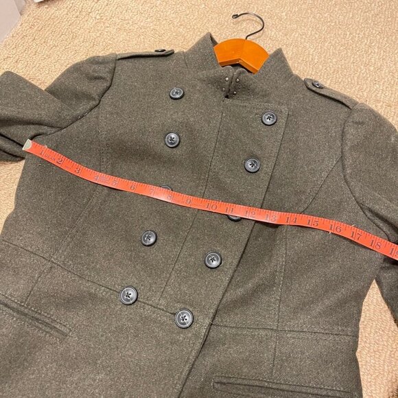 Banana Republic Melton Wool Long Military Jacket Green - SP - Picture 15 of 16